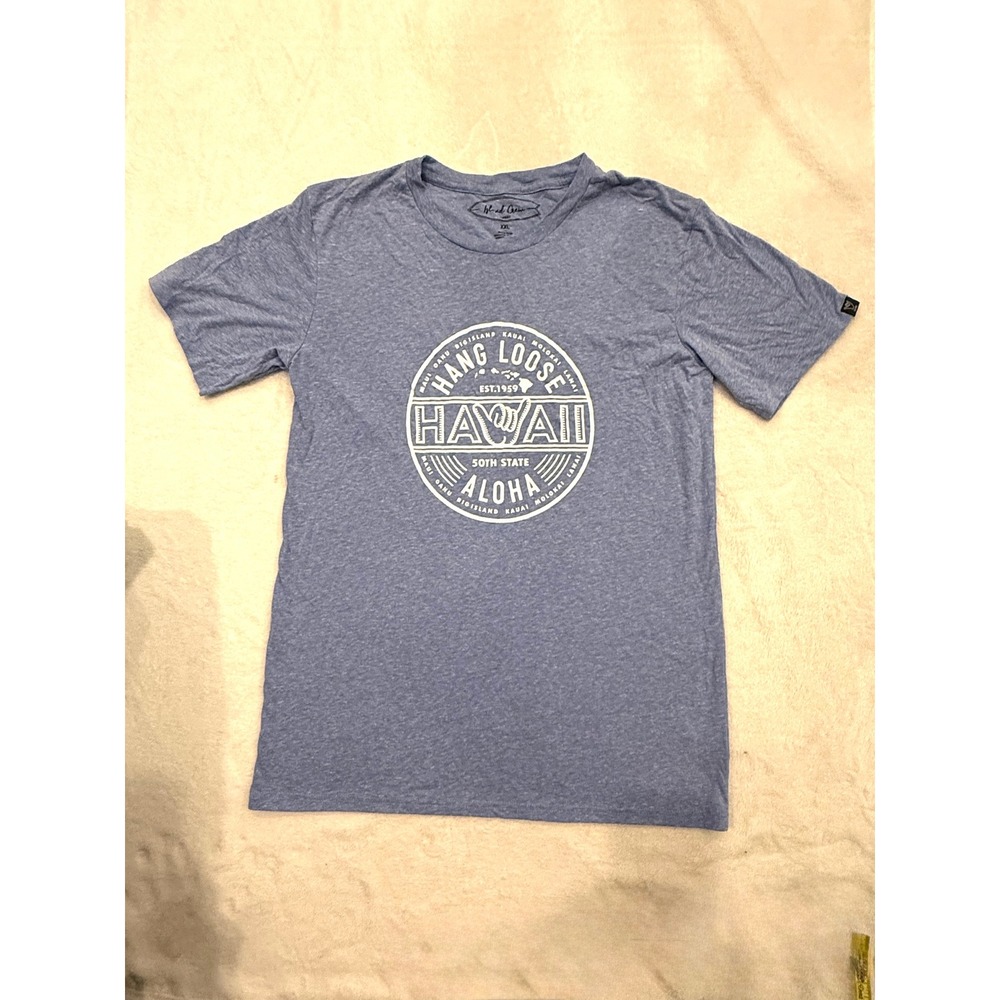 Island‎ Crew Hawaii Hang Loose Aloha Graphic T-Shirt Blue Heather XXL Mens